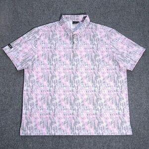 Sunday Swagger Men's 4XL Polo Shirt Reboot Gray Pink Golf Stretch Geometric